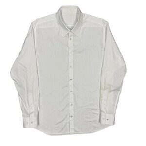 MD Bespoke Dress Shirt Cotton White Long Sleeve Lined Cuffs 43 17 XL